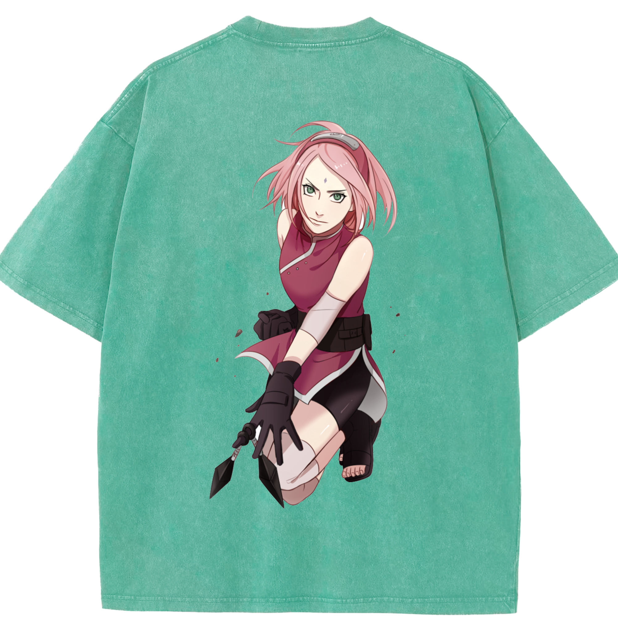 （画像用） NARUTO -ナルト- 春野サクラ Haruno Sakura 綿100% ヴィンテージ風 半袖Tシャツ（背面プリント）